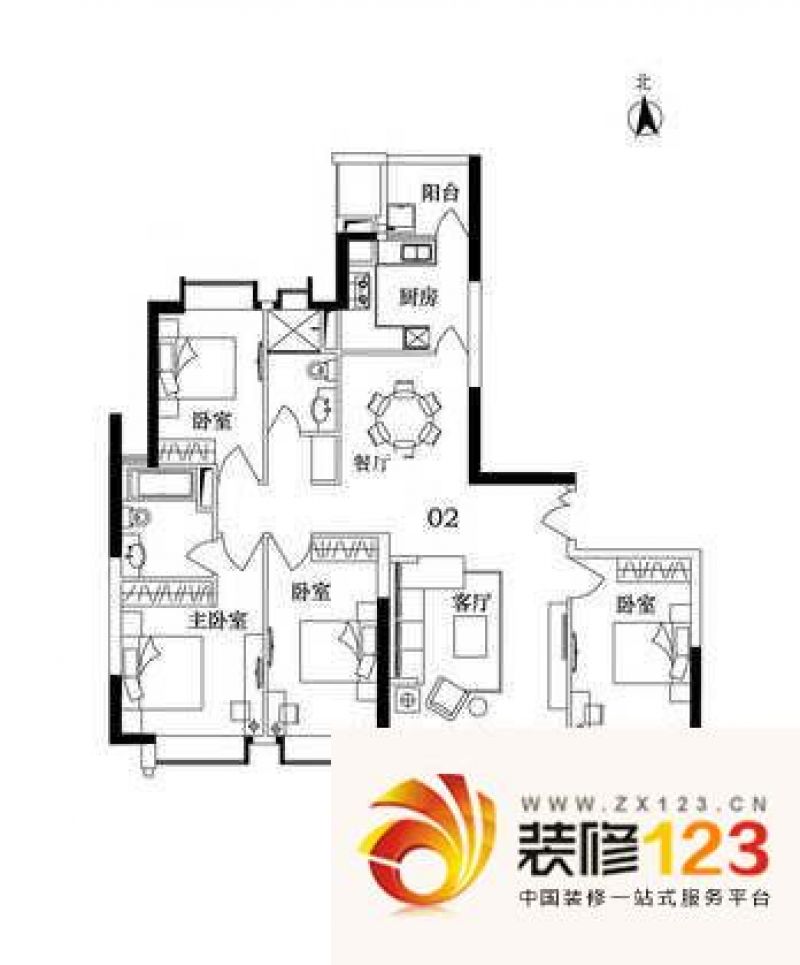 东湖大郡二期户型图户型图 4室2 .