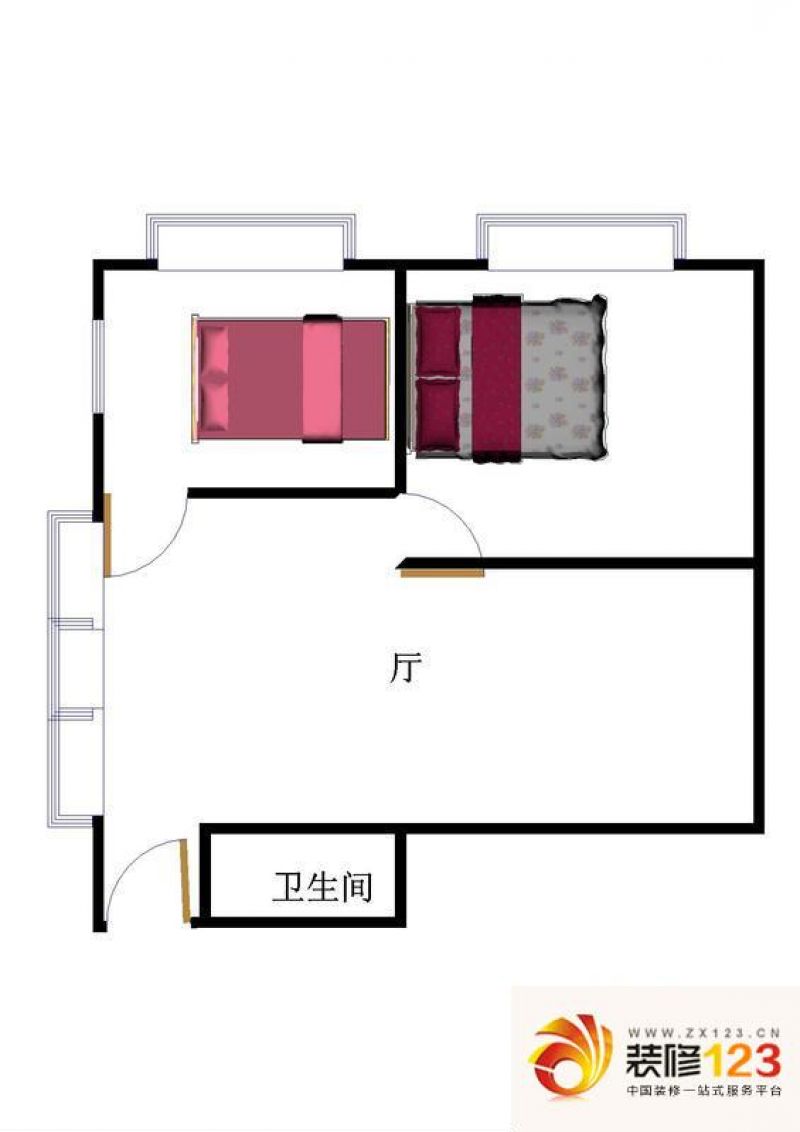 天淼山庄公寓户型图两室一卫 2室 ...