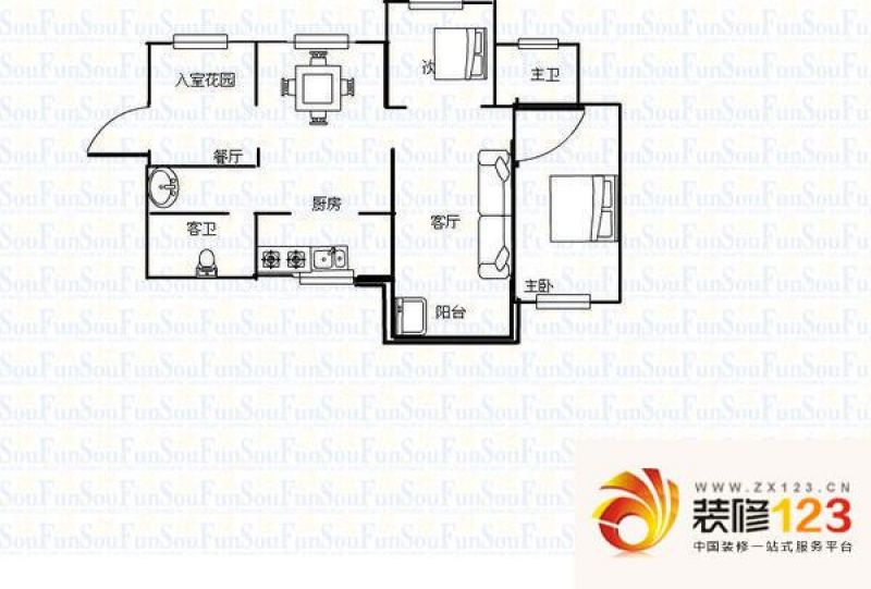 滨湖世纪城春融苑 2室 户型图.