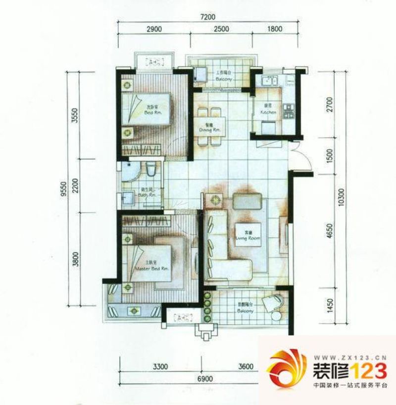 滨湖世纪城春融苑 2室 户型图.