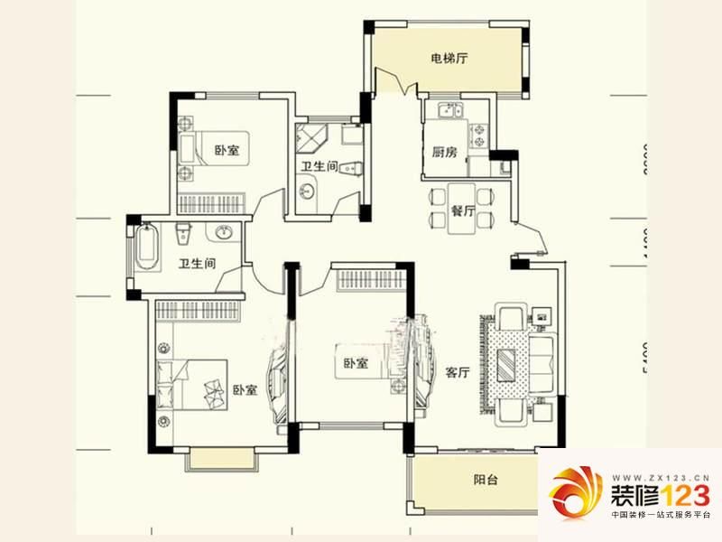 半岛1号公寓F户型户型图 ...