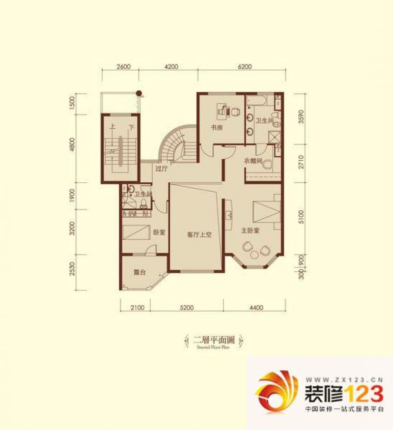 润泽庄园户型图叠拼c-b1二层平面.