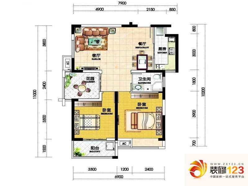 尊邸华庭2-b户型户型图