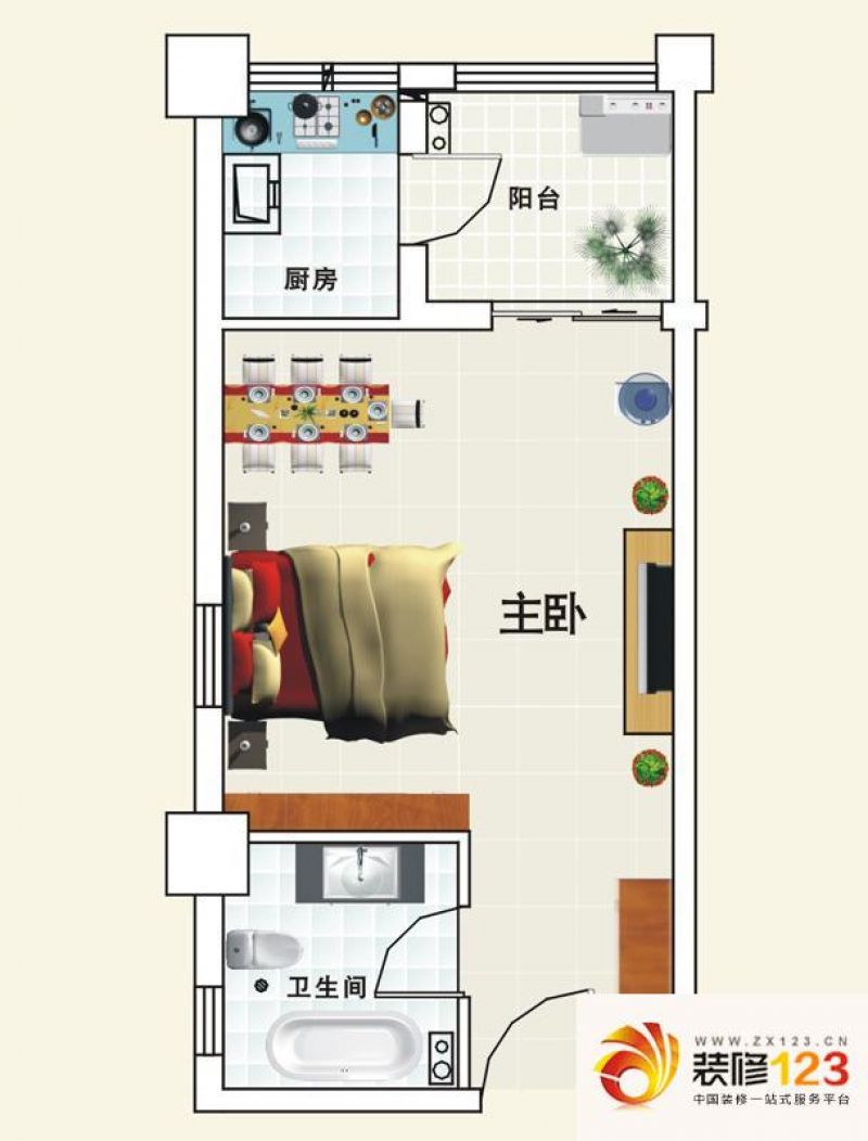 和居名爵户型图B01户型 1室1厅1 ...