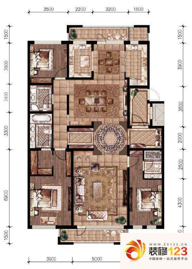 远洋公馆户型图官邸 3室3厅3卫2 .