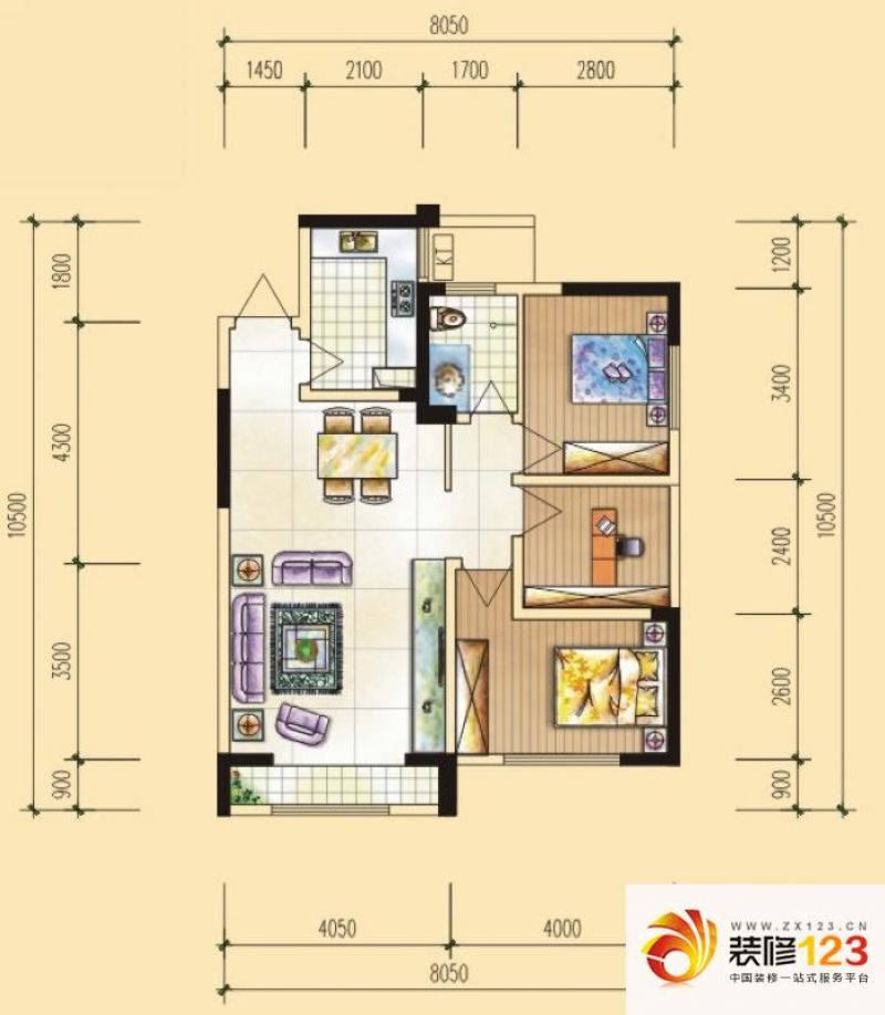 翡翠华庭户型图c4-2,-3户型 3室 .