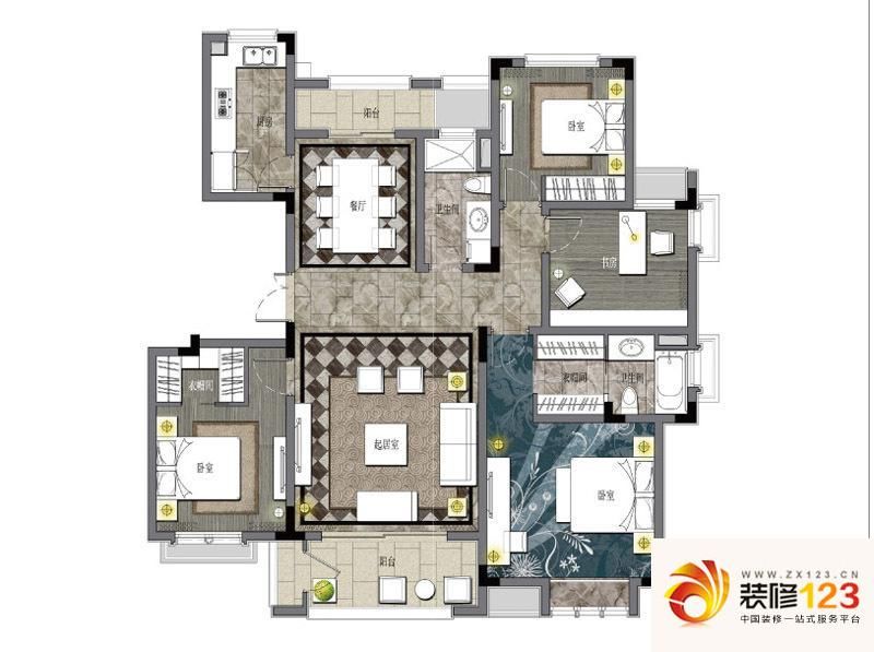 新力帝泊湾户型图k户型四室135o .