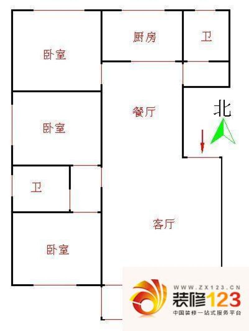 泰禹家园户型图3室2厅 户型图 3.