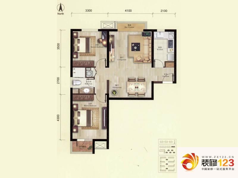 京投万科新里程b户型户型图 .