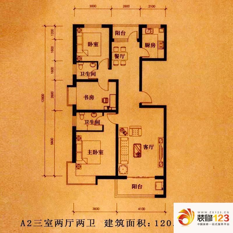 石家庄新大院新大院户型图2#楼-e3 2室2厅1卫1 .-我