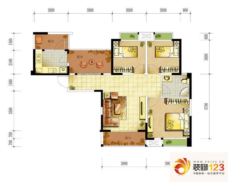 鑫苑名家三期户型图4号楼b2户型( .