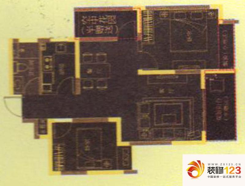 书香门第户型图c7 2室2厅1卫1厨 .