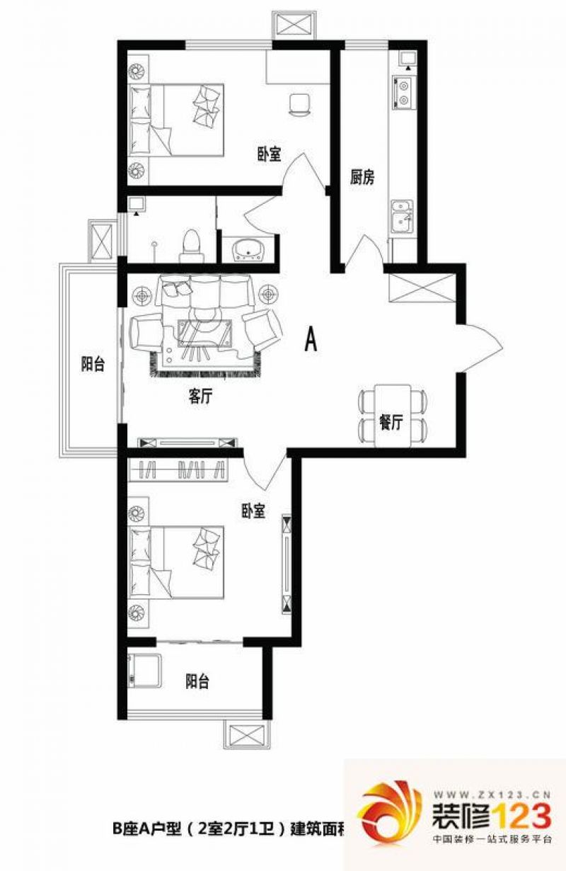 金玉小区户型图b座a户型 2室2厅1 .