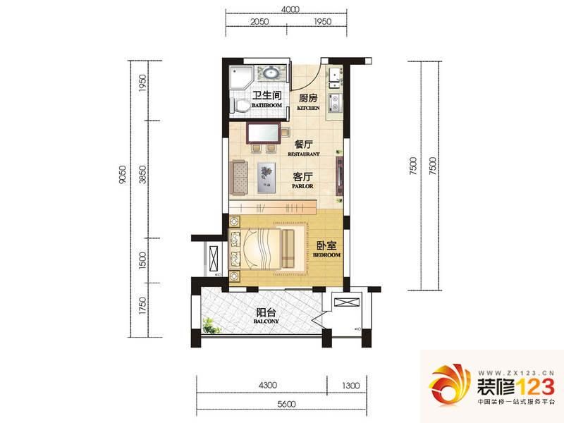 尊邸华庭3-c户型户型图