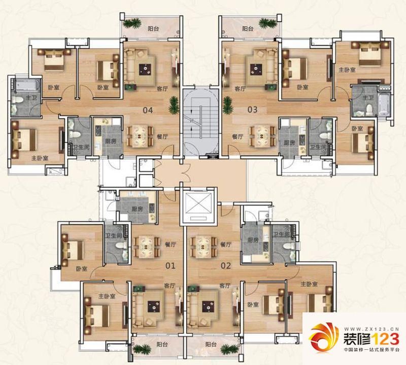 广州南沙云山诗意南沙云山诗意户型图四房二厅二.