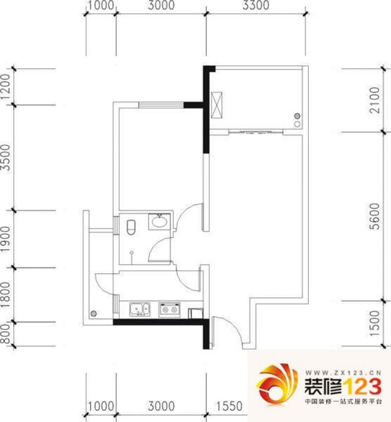 重庆华福山水华福山水户型图5号楼7号户型 2室.