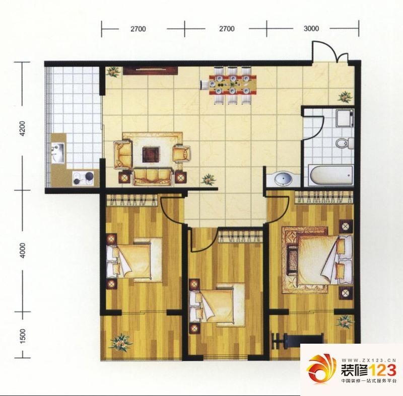 贵通润园户型图c-B户型 3室2厅1 ...