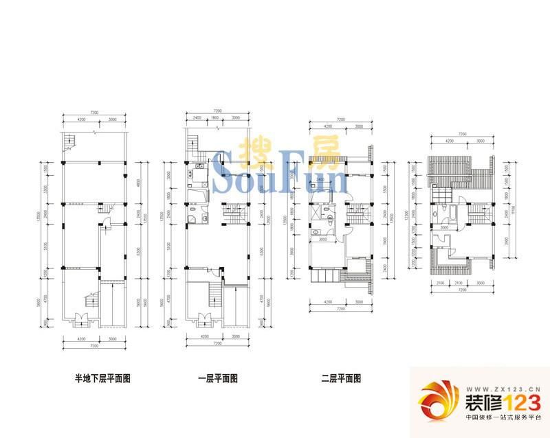 汀湘十里别墅户型图联排别墅b4中 .