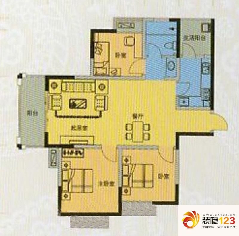 凤凰城户型图高层a1户型 3室2厅1 .