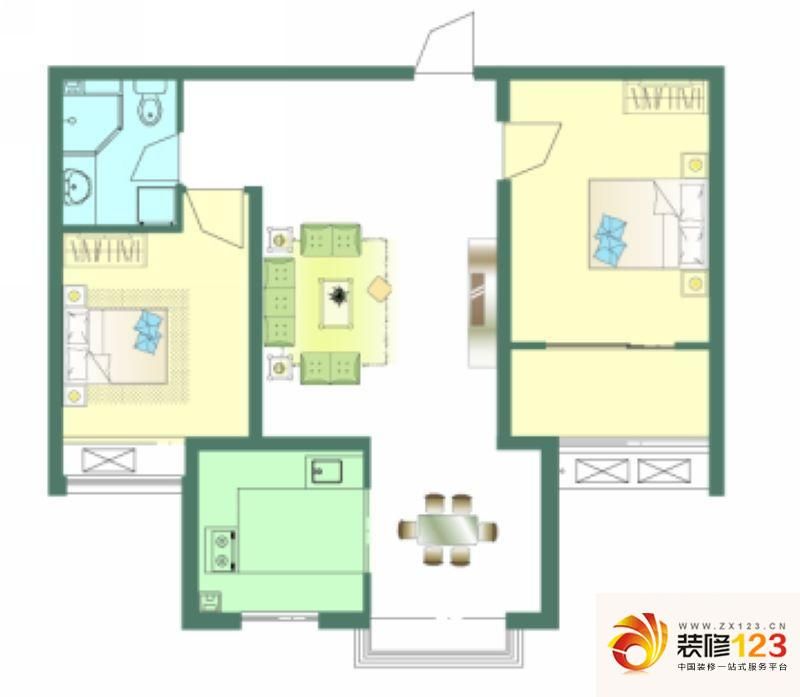 石家庄良城逸园良城逸园户型图2号楼两室户型 2.