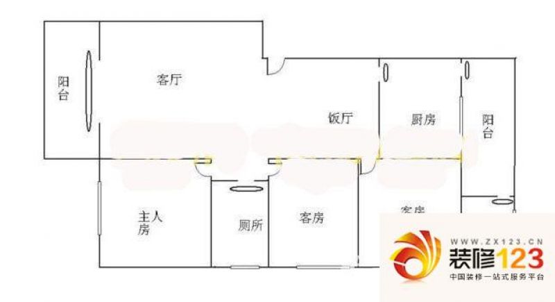 花都华辉花园户型图3室2厅户型图.