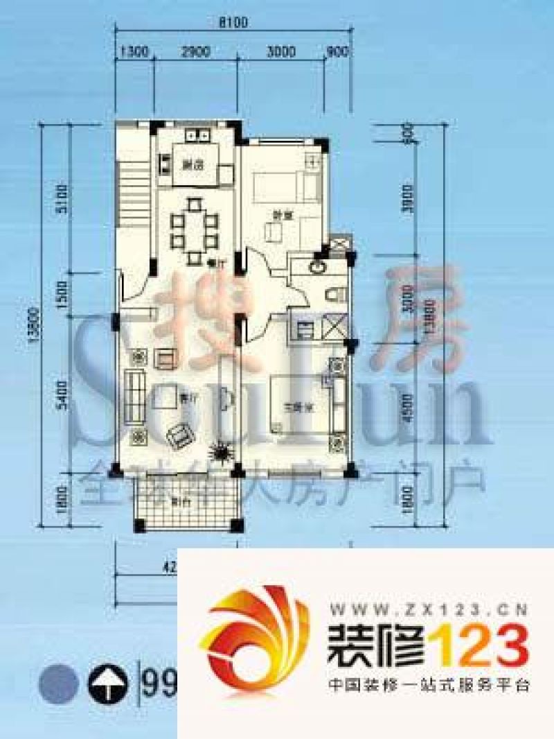 绿城桂花园户型图b户型 2室2厅1 .