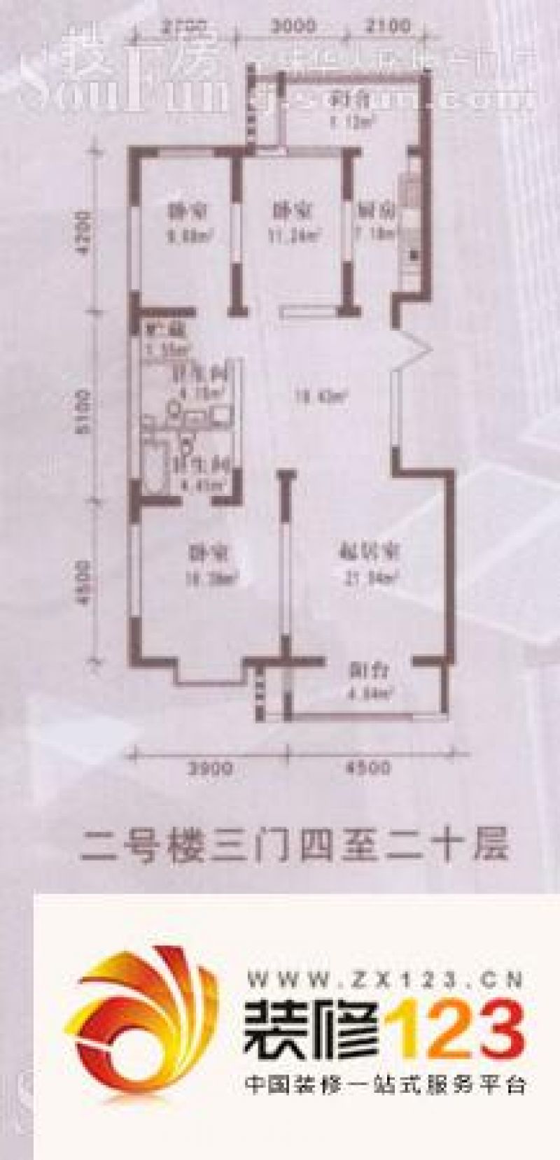 天赐园(和平区)户型图2#3门4―20层.