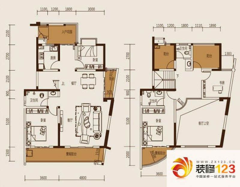 凯旋城户型图e2户型图 4室3厅3卫.