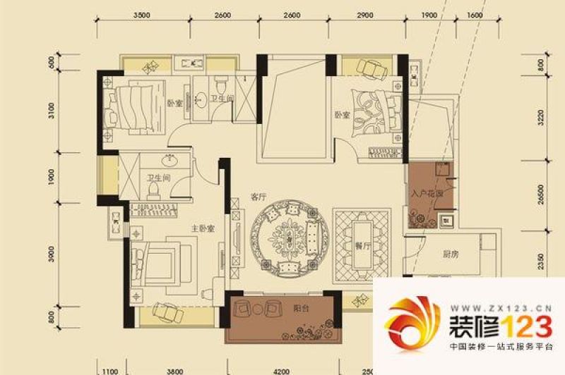 第五大道三期 3室 户型图 .