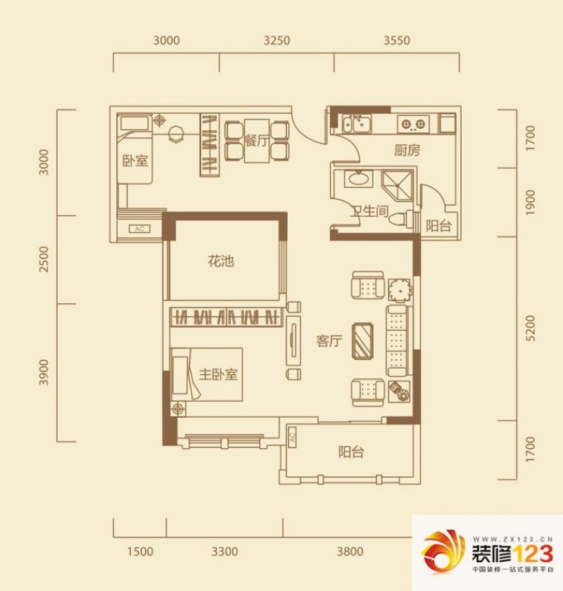 观澜御苑二期户型图b户型 2室2厅 .