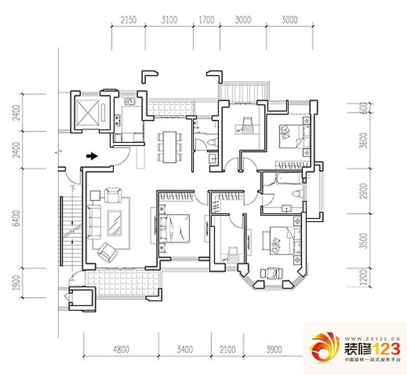 厦门半山御景半山御景户型图8#楼02单元 4室2.