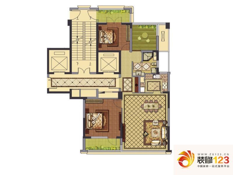 绿城玉兰广场户型图c2户型图 3室.