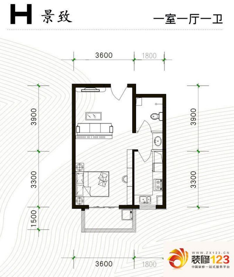 石家庄良城逸景良城逸景户型图h景致 2室1厅1卫1.