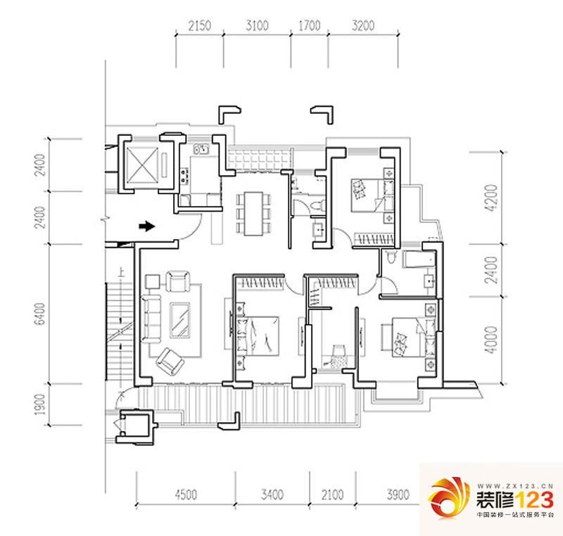 厦门半山御景半山御景户型图8#楼02单元 4室2.