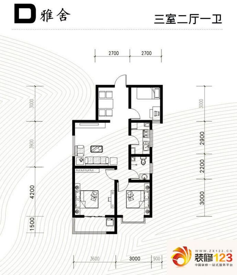 石家庄良城逸景良城逸景户型图h景致 2室1厅1卫1.