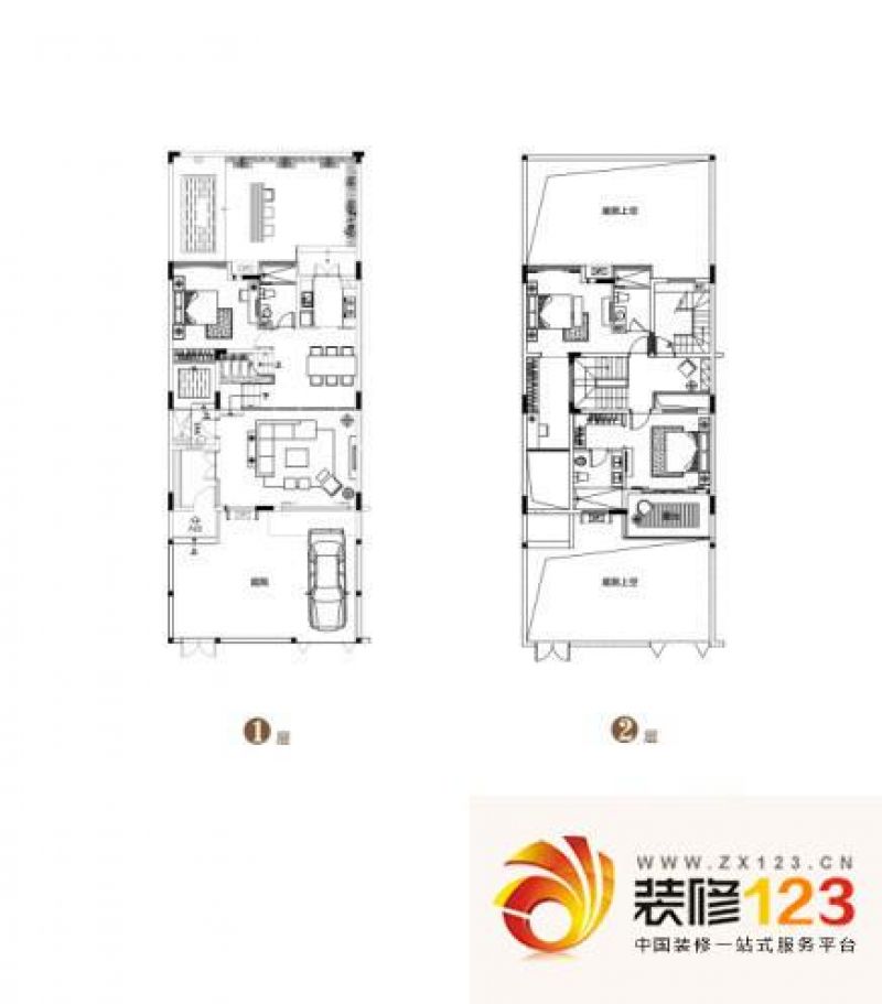 天然居一号户型图联排T2户型 3室 ...