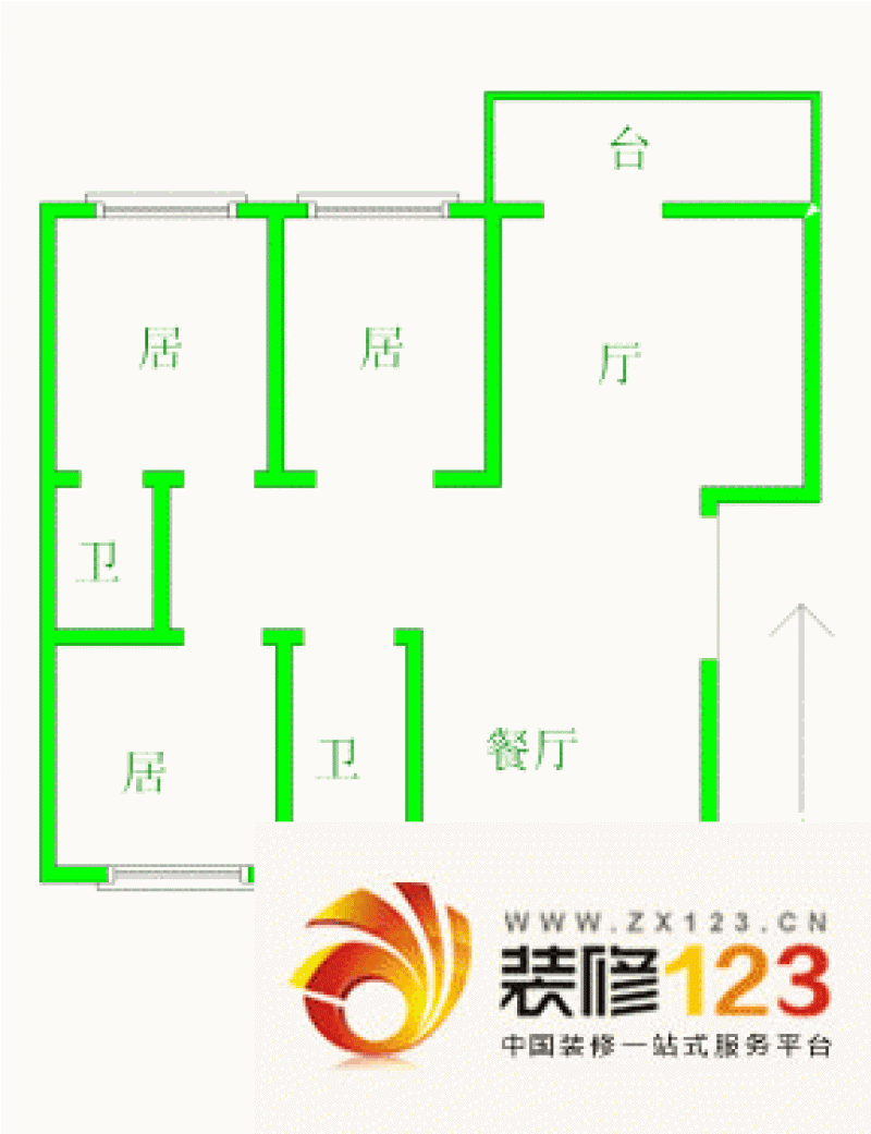 新馨花园户型图户型图 3室2厅2卫 .