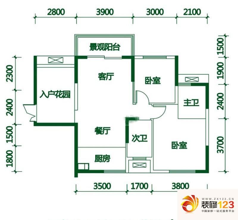 景秀江山户型图二房户型 2室2厅2.