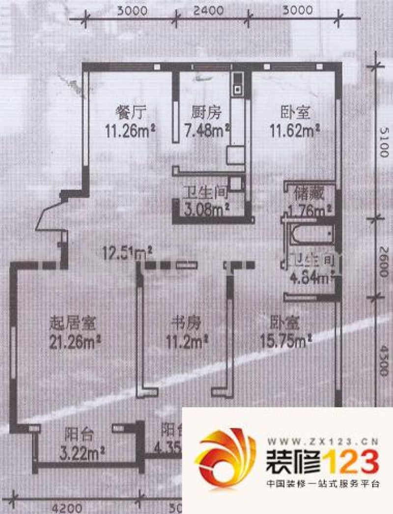 天赐园(和平区)户型图6#1门10-13层.