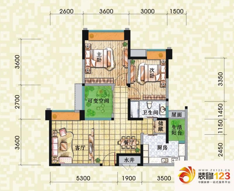 瑞升望江橡树林户型图二期g3户型 .