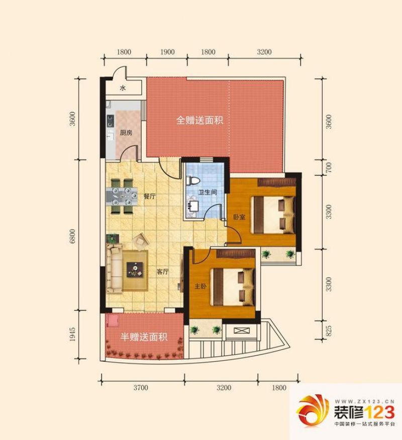 长江楚韵户型图2号楼D2户型 2室2 ...