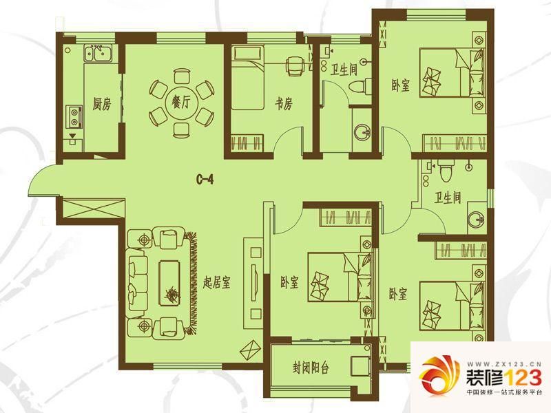 石家庄新世纪花园新世纪花园户型图d-4 1室1厅1卫 .