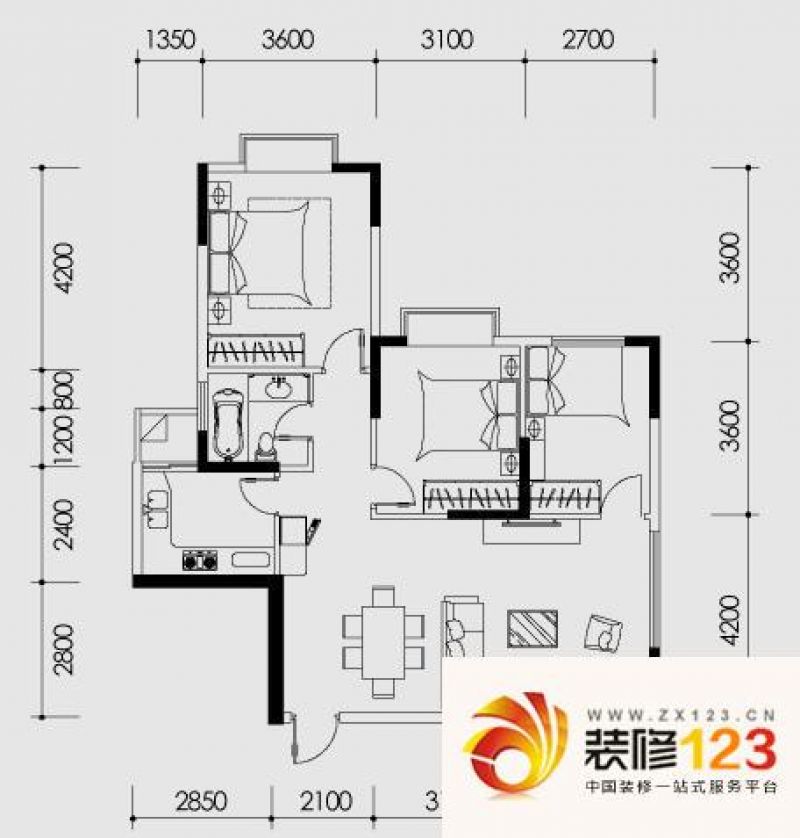 东方欣苑户型图C-C户型 3室2厅1 ...