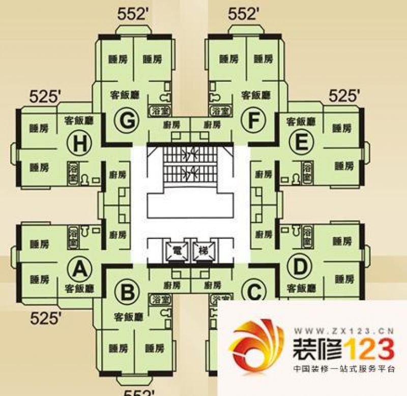 豪景花园别墅户型图户型4 3室2厅.