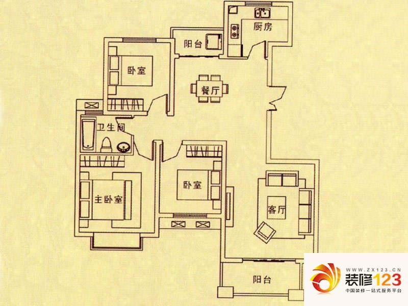 金桥普林斯顿B3户型户型图 ...