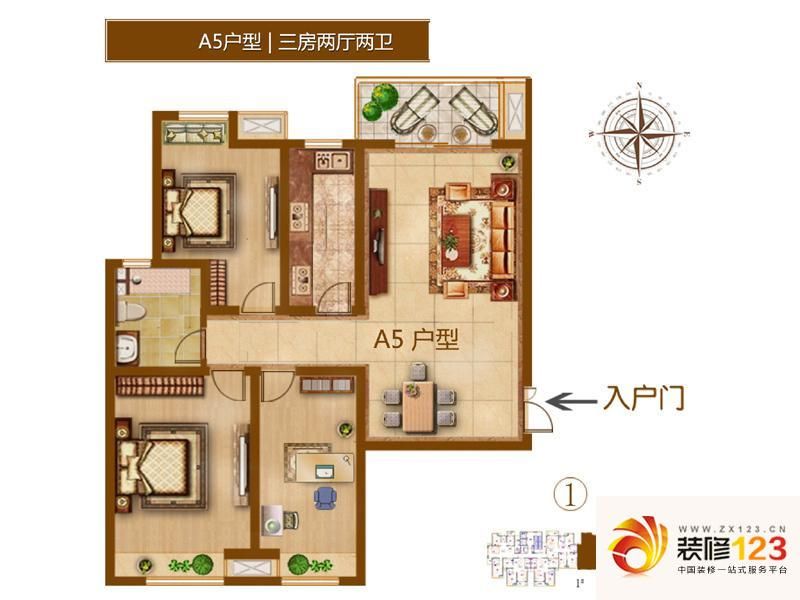 康桥金域上郡户型图三期A5户型 3 ...