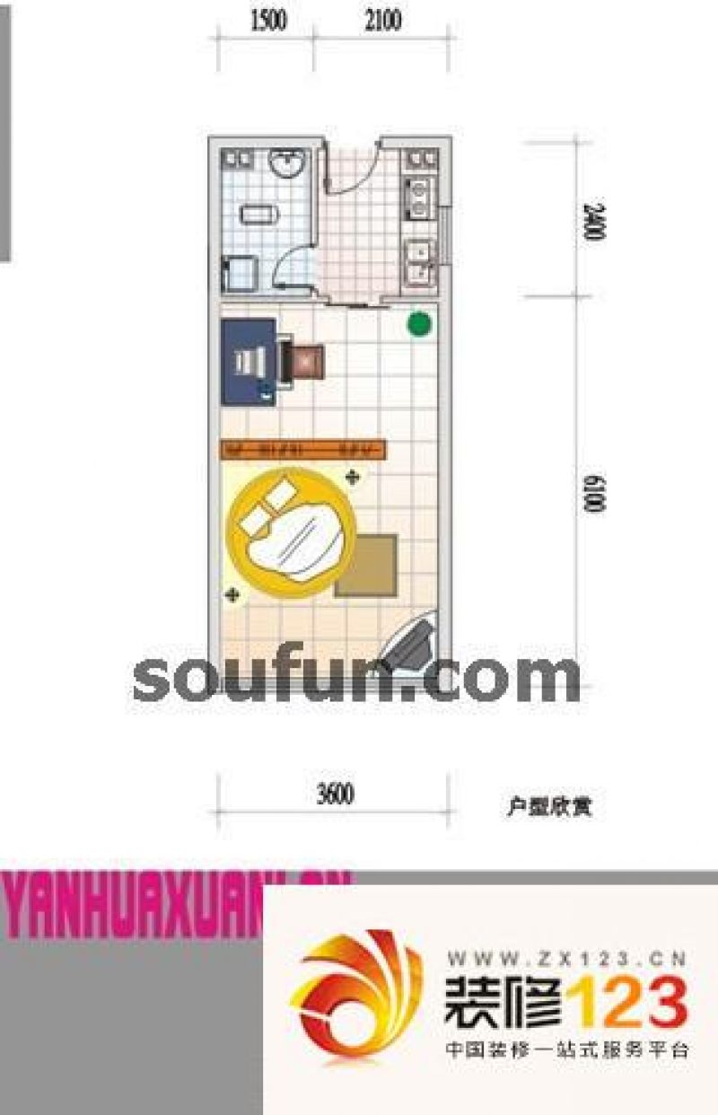 重庆俊豪时代俊豪时代户型图b型 1室1厅1卫1厨.