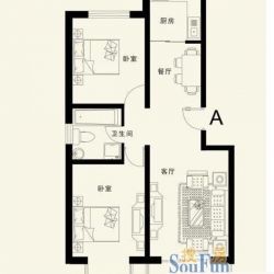 龙云家园户型图A户型1 2室2厅1卫 ...