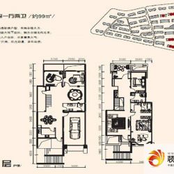 天鸿1.7英里户型图3号楼D户型 2 ...