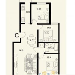 龙云家园户型图C户型 4室3厅1卫1 ...